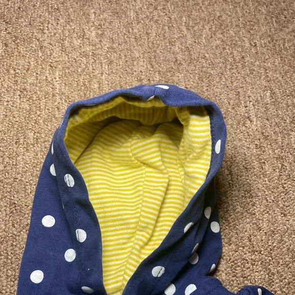 ❤️Carter's Navy Polka Dot Hooded Jacket with Yellow Lining - Picture 3 of 9